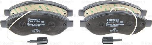 BOSCH 0 986 494 798 - Brake Pad Set, disc brake onlydrive.pro