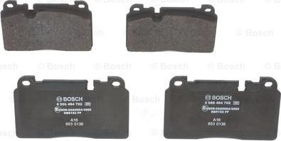 BOSCH 0 986 494 702 - Stabdžių trinkelių rinkinys, diskinis stabdys onlydrive.pro