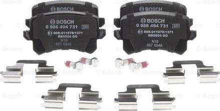 BOSCH 0 986 494 731 - Bremžu uzliku kompl., Disku bremzes onlydrive.pro