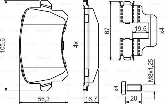 BOSCH 0 986 494 731 - Bremžu uzliku kompl., Disku bremzes onlydrive.pro