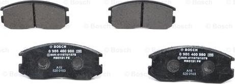 BOSCH 0 986 460 980 - Stabdžių trinkelių rinkinys, diskinis stabdys onlydrive.pro