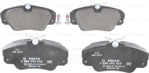 BOSCH 0 986 460 939 - Brake Pad Set, disc brake onlydrive.pro