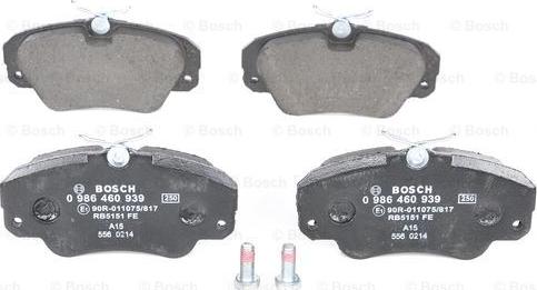 BOSCH 0 986 460 939 - Brake Pad Set, disc brake onlydrive.pro