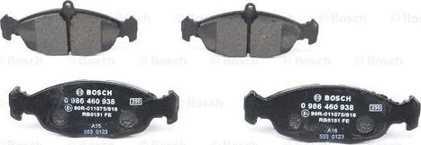 BOSCH 0 986 460 938 - Brake Pad Set, disc brake onlydrive.pro