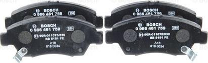 BOSCH 0 986 461 759 - Brake Pad Set, disc brake onlydrive.pro