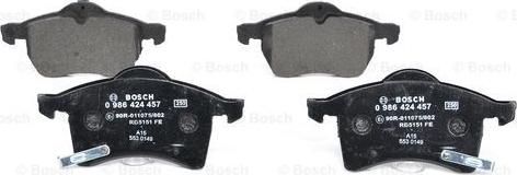 BOSCH 0 986 424 457 - Brake Pad Set, disc brake onlydrive.pro