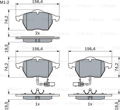 BOSCH 0 986 424 482 - Bremžu uzliku kompl., Disku bremzes onlydrive.pro