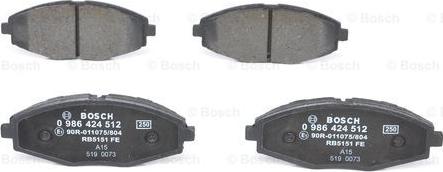 BOSCH 0 986 424 512 - Brake Pad Set, disc brake onlydrive.pro