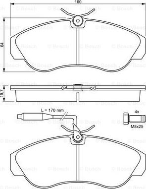 BOSCH 0 986 424 031 - Stabdžių trinkelių rinkinys, diskinis stabdys onlydrive.pro