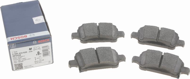 BOSCH 0 986 424 839 - Brake Pad Set, disc brake onlydrive.pro