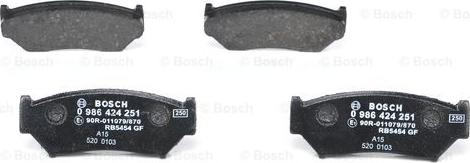 BOSCH 0 986 424 251 - Brake Pad Set, disc brake onlydrive.pro