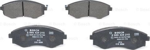 BOSCH 0 986 424 215 - Brake Pad Set, disc brake onlydrive.pro