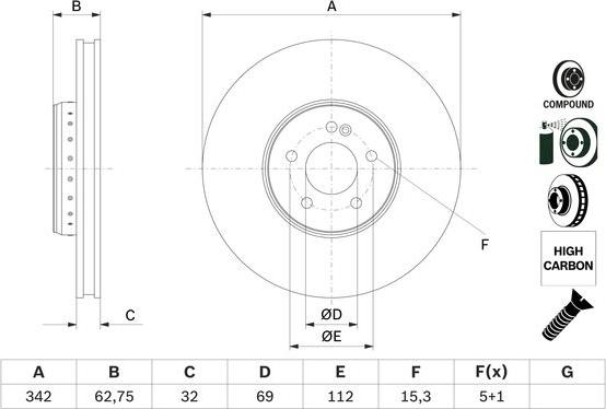 BOSCH 0 986 479 G37 - Stabdžių diskas onlydrive.pro