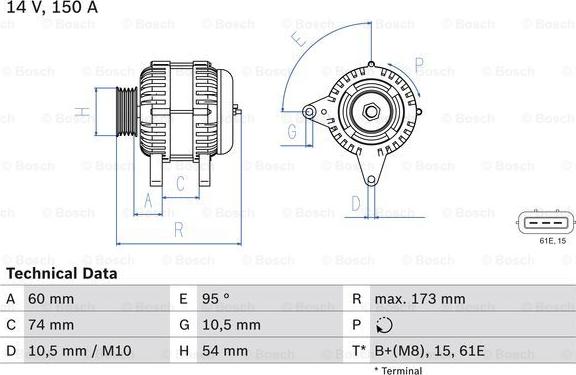 BOSCH 0 986 045 031 - Alternator onlydrive.pro