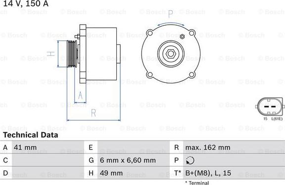 BOSCH 0 986 041 750 - Генератор onlydrive.pro