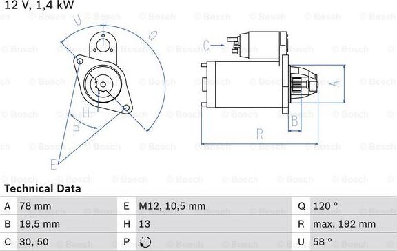 BOSCH 0 986 019 361 - Starter onlydrive.pro