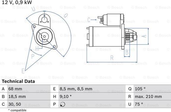 BOSCH 0 986 017 120 - Starter onlydrive.pro