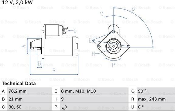 BOSCH 0 986 017 300 - Стартер onlydrive.pro