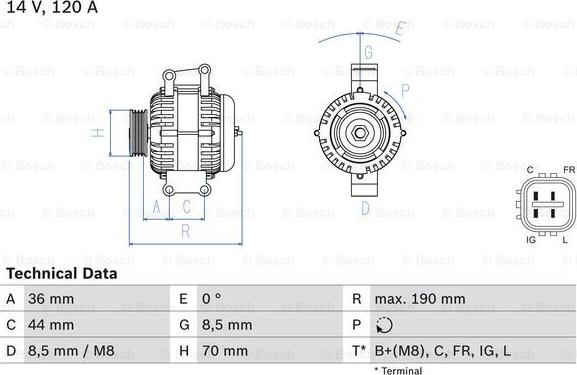 BOSCH 0 986 082 050 - Alternator onlydrive.pro