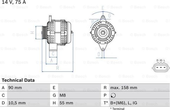 BOSCH 0 986 082 830 - Generaator onlydrive.pro