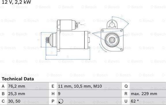 BOSCH 0 986 024 050 - Starter onlydrive.pro