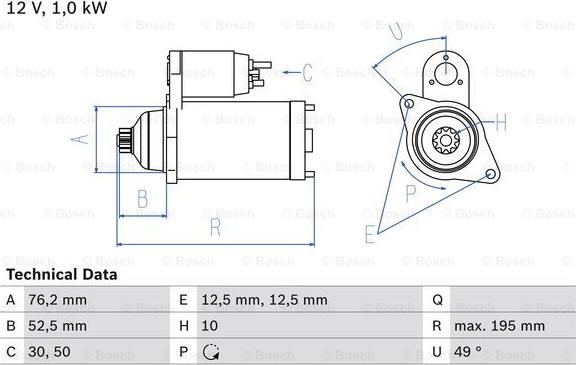 BOSCH 0 986 020 220 - Starter onlydrive.pro