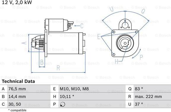 BOSCH 0 986 023 530 - Стартер onlydrive.pro