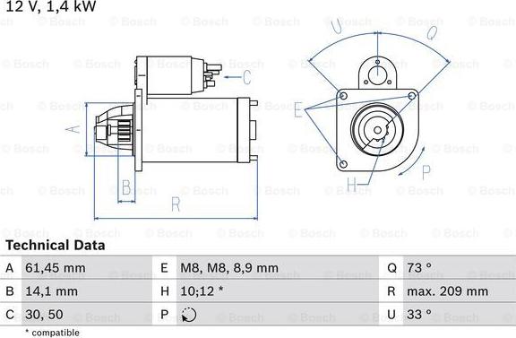 BOSCH 0 986 022 121 - Стартер onlydrive.pro