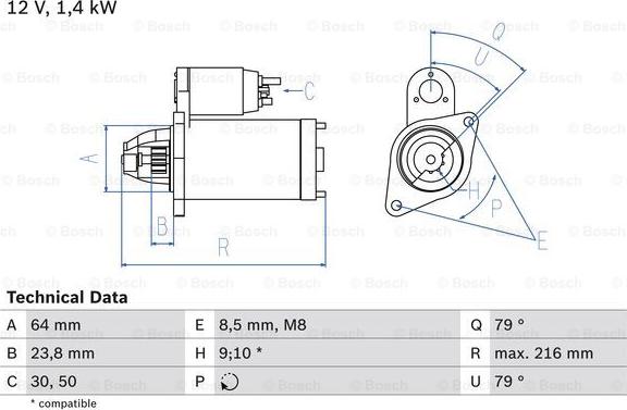 BOSCH 0 986 022 730 - Starter onlydrive.pro