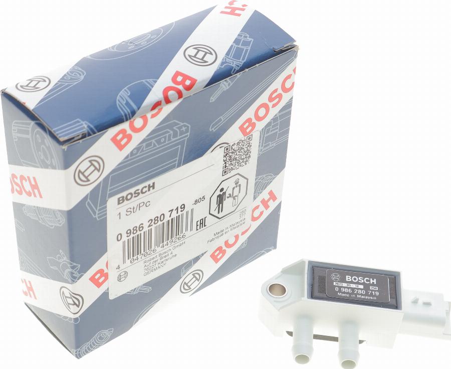 BOSCH 0 986 280 719 - Sensor, exhaust pressure onlydrive.pro