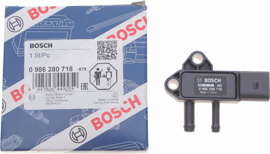 BOSCH 0 986 280 718 - Jutiklis, išmetimo slėgis onlydrive.pro