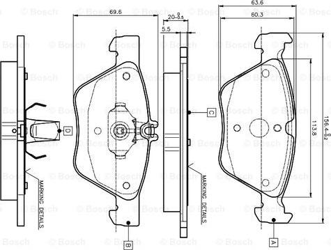 BOSCH 0 986 TB2 034 - Bremžu uzliku kompl., Disku bremzes onlydrive.pro