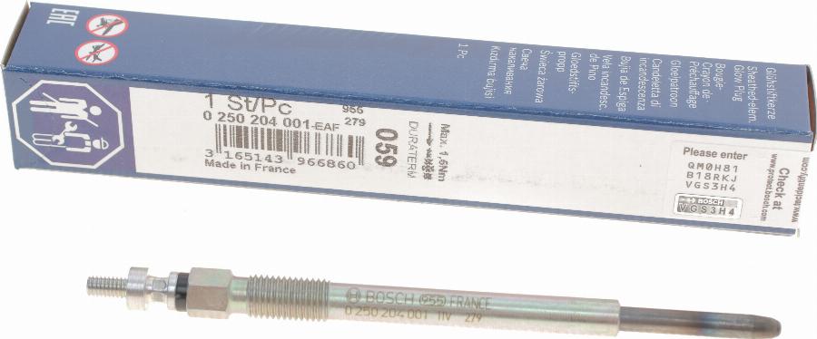 BOSCH 0 250 204 001 - Glow Plug onlydrive.pro