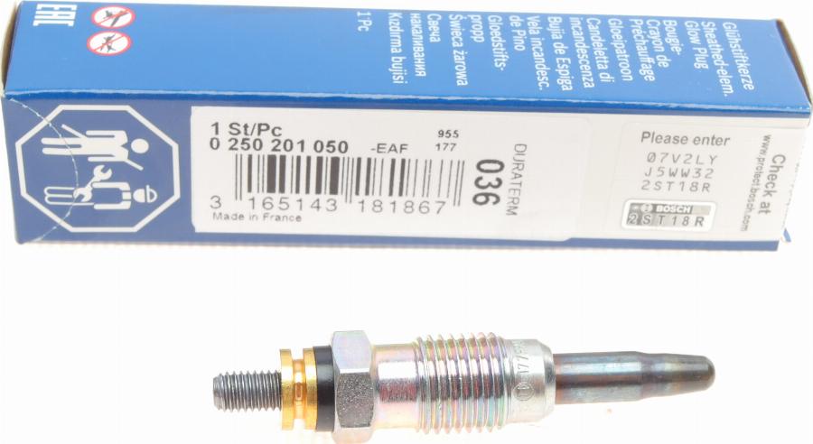 BOSCH 0 250 201 050 - Glow Plug onlydrive.pro