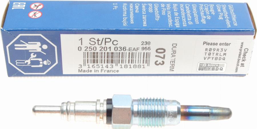 BOSCH 0 250 201 036 - Glow Plug onlydrive.pro