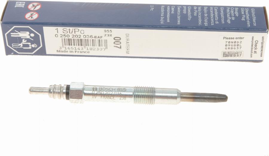 BOSCH 0 250 202 036 - Glow Plug onlydrive.pro