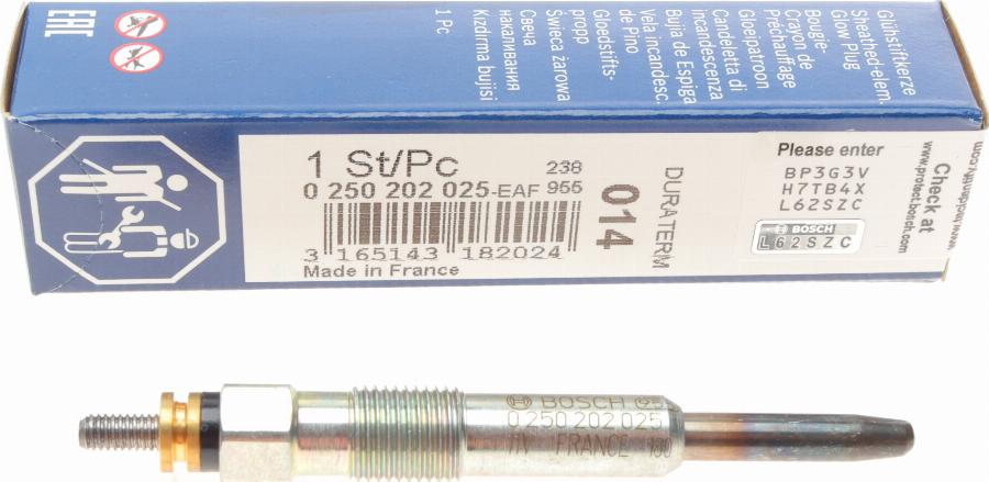 BOSCH 0 250 202 025 - Glow Plug onlydrive.pro