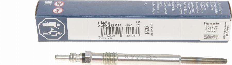 BOSCH 0 250 212 018 - Glow Plug onlydrive.pro