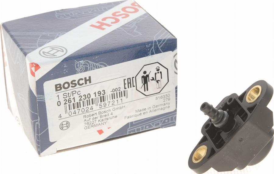 BOSCH 0 261 230 193 - Devējs, Pūtes spiediens onlydrive.pro