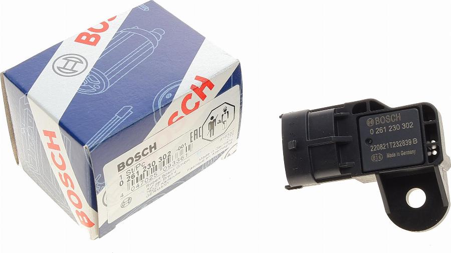 BOSCH 0 261 230 302 - Devējs, Pūtes spiediens onlydrive.pro