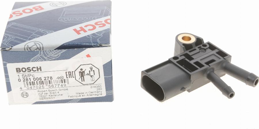 BOSCH 0 281 006 278 - Jutiklis, išmetimo slėgis onlydrive.pro