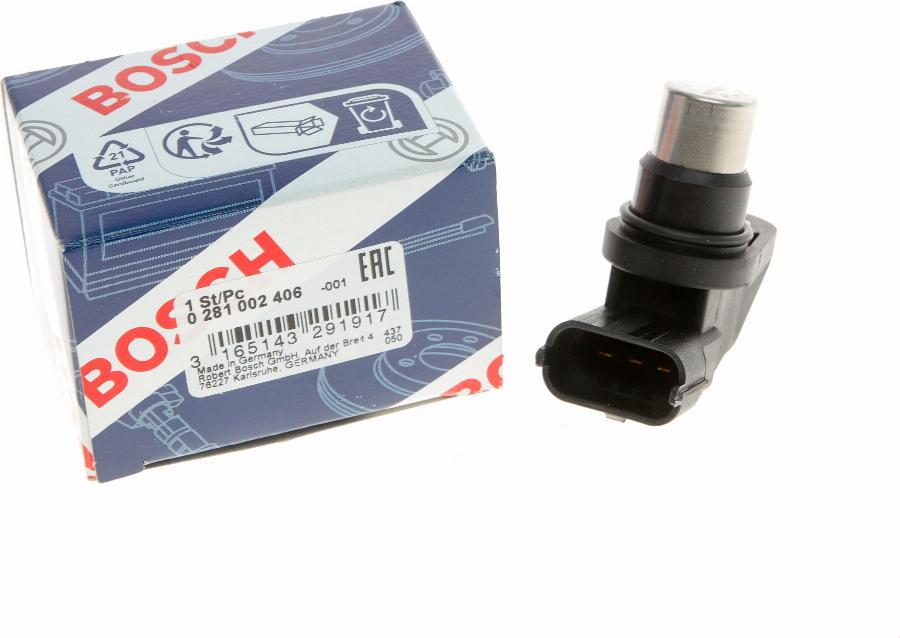 BOSCH 0 281 002 406 - Sensor, camshaft position onlydrive.pro