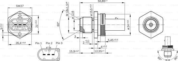 BOSCH 0 281 002 842 - Jutiklis, degalų slėgis onlydrive.pro