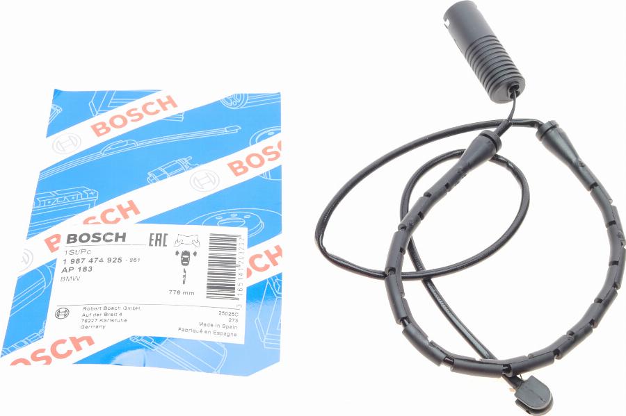 BOSCH 1 987 474 925 - Įspėjimo kontaktas, stabdžių trinkelių susidėvėjimas onlydrive.pro