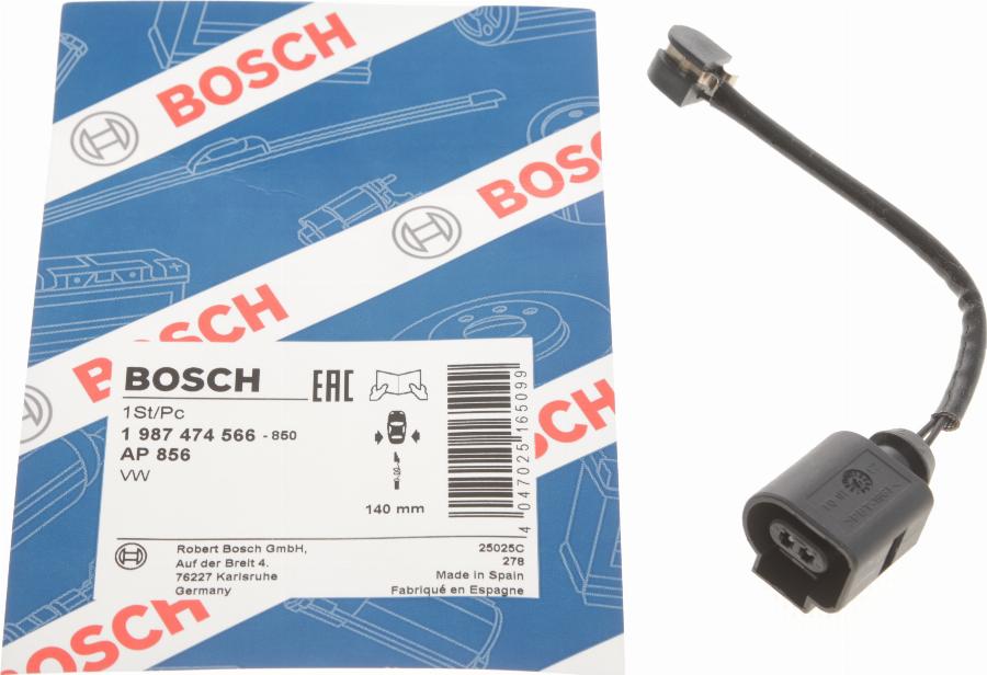 BOSCH 1 987 474 566 - Įspėjimo kontaktas, stabdžių trinkelių susidėvėjimas onlydrive.pro