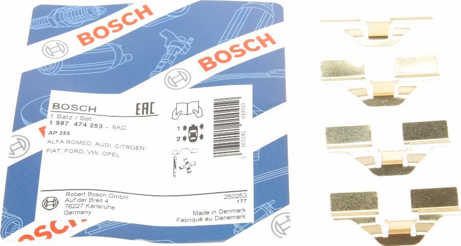 BOSCH 1 987 474 253 - Priedų komplektas, diskinių stabdžių trinkelės onlydrive.pro