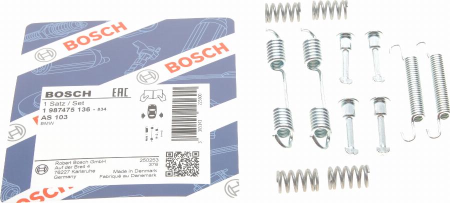 BOSCH 1 987 475 136 - Lisakomplekt, seisupiduriklotsid onlydrive.pro