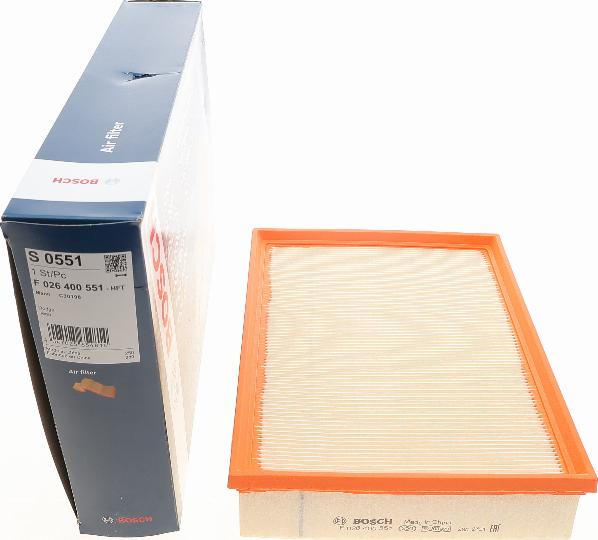 BOSCH F 026 400 551 - Air Filter, engine onlydrive.pro