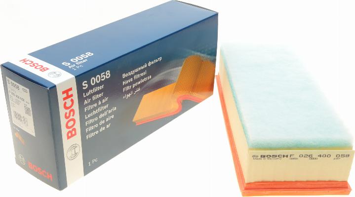 BOSCH F 026 400 058 - Air Filter, engine onlydrive.pro