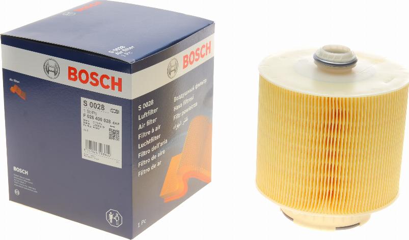 BOSCH F 026 400 028 - Воздушный фильтр, двигатель onlydrive.pro